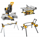 DeWALT DWS780XPS + DWE7492 išilginio ir skersinio pjovimo staklės + DWE74911 + DE7023 stalai