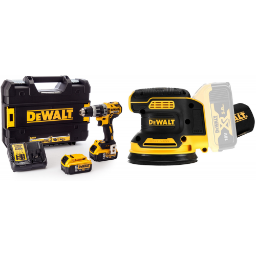 DCD796P2 DeWALT 18V suktuvas – smūginis gręžtuvas + DCW210N 18V 125 mm ekscentrinis šlifuoklis