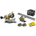 DHS780N DeWALT FLEXVOLT 54V skersinio pjovimo staklės + DCS520T2 54V įleidžiamas diskinis pjūklas su liniuote