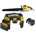 DWE397 DeWALT tuščiavidurių plytų pjūklas 430 mm + DWST1-75661 DEWALT odinis diržas + DWST1-75552 DEWALT prijuostė