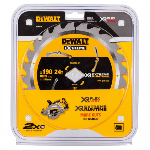 DeWALT FLEXVOLT EXTREME pjovimo diskas medienai (190mm x rombas) 24T/36T