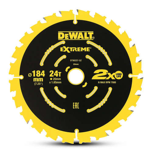 DeWALT pjovimo diskas 184mm x 16/20mm 24T