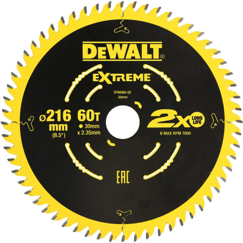 DT90262 DeWALT pjovimo diskas medienai 216x16/25/30mm 60T