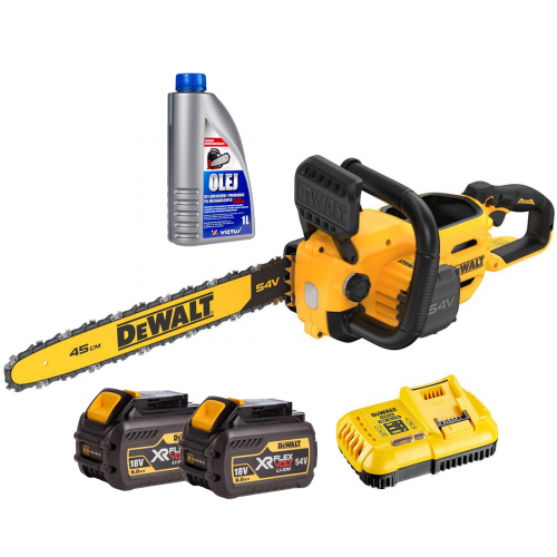 DCMCS574T2 DeWALT FLEXVOLT 54V grandininis pjūklas 45 cm (2x6.0 Ah) + DOVANA!