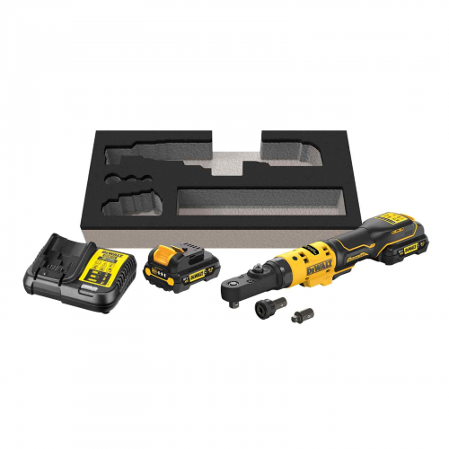 DCF500L2G DeWALT 12V akumuliatorinė terkšlė 3/8'', 1/4'', HEX 1/4'' (2x3.0 Ah)