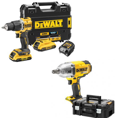 DCD100YD2T + DCF899NT  DeWALT 18V XR suktuvas – smūginis gręžtuvas + DeWALT 18V smūginis veržliasukis (2x2.0 Ah)