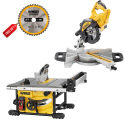 DWS773 DeWALT 216 mm skersinio pjovimo staklės 1300W + DWE7485 išilginio pjovimo staklės 1850W + DOVANA!