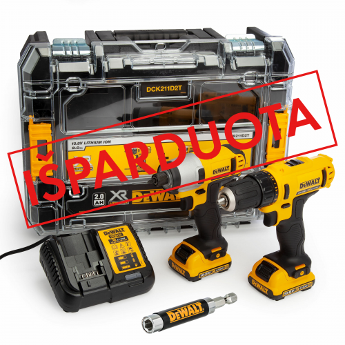 DCK211D2T DeWALT 12V įrankių rinkinys DCD710 + DCF815 (2x2.0 Ah) + DOVANA!