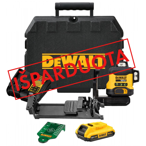 DCLE34031D1 DeWALT 18V XR 3x360° kompaktiškas lazerinis nivelyras (1x2.0 Ah)