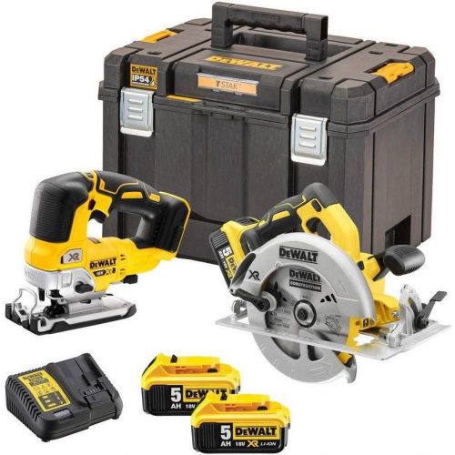 DCK2012P2T DeWALT 18V diskinio pjūklo ir siaurapjūklio rinkinys (2x5.0 Ah)