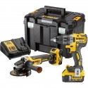 DCK2020P2T DeWALT 18V kampinio šlifuoklio ir suktuvo-gręžtuvo rinkinys (2x5.0 Ah)